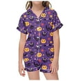 thumbnail image 1 of Kcodviy Ensembles 2 Pcs Pyjamas Bébé Garçon Tenue de Noël pour Enfants Enfants Robe Graphique pour Tout-Petit Pyjamas Imprimé Manches Courtes à Boutons Affaires de Fille Chemise Shorts Ensemble de Pyjama, 1 of 5
