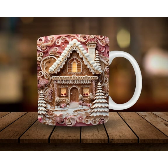 3D House Coffee Mug 3D Christmas 11oz Mug, Coffee Cup Tea Cup Ceramic Mugs Holiday Gift for Christmas Friends Family Home Decor