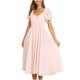 thumbnail image 1 of Vestido de mujer a la moda bohemio con cuello en V suelto de manga corta sólido de longitud media Fridja bnh5969, 1 of 9