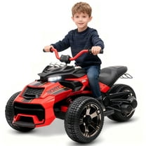 12V Kids Ride On ATV Car, MUKIDY  2 Wheeler Motorcycle Electric Vehicle ATV with LED, Music,Ride on Car Toy for Boys and Girls -Red