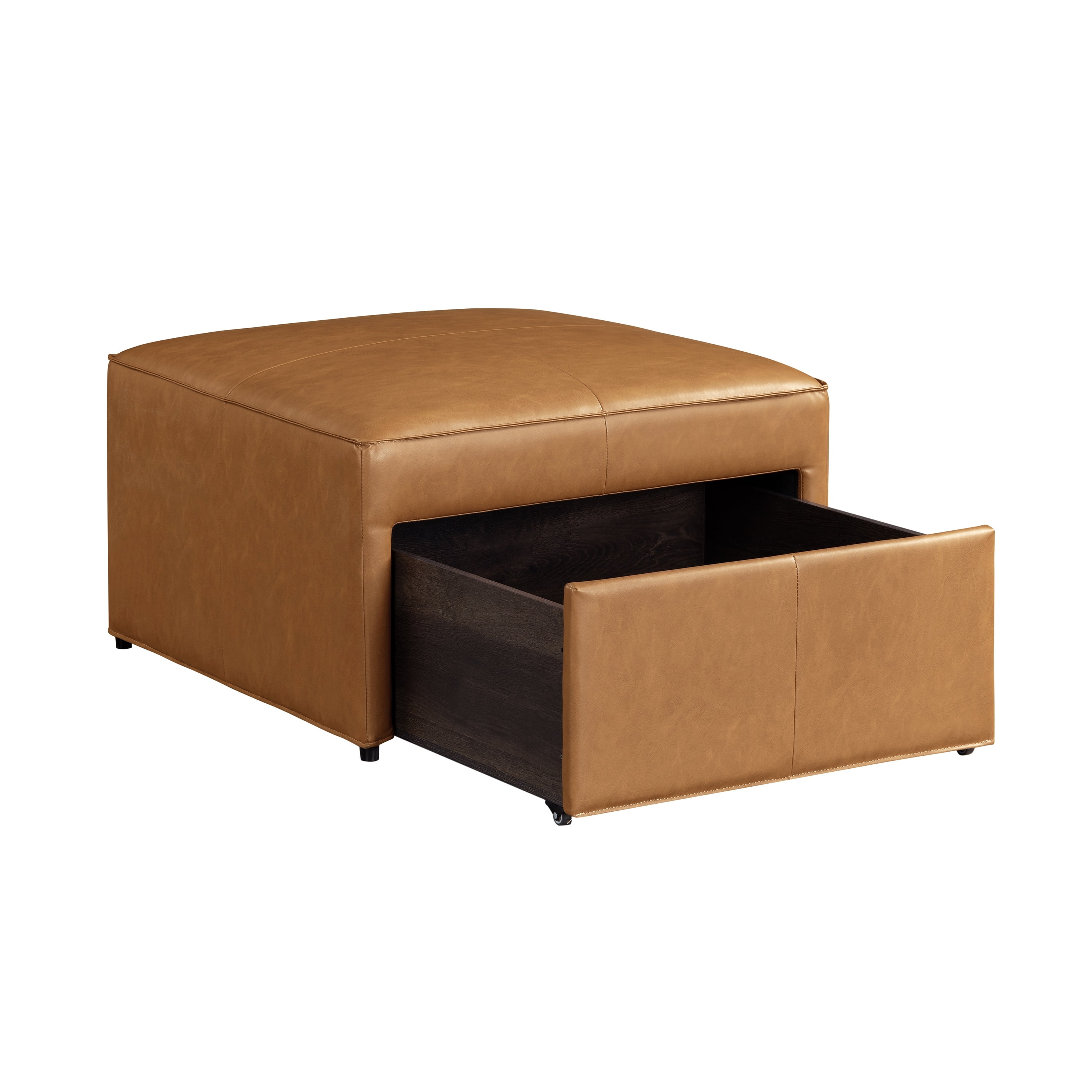 Studio Living Hadley Modern Storage Ottoman, Carmel Faux Leather