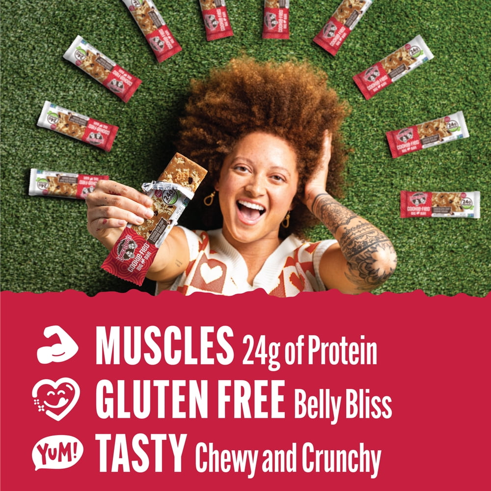 Cookie-fied Big Bar Chocolate Chip Cookie Dough, Plant-Based Protein Bar, Gluten-Free, Vegan and Non-GMO, 12 Count