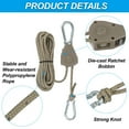 thumbnail image 5 of Uxcell Adjustable Rope Hanger, Ratchet Grow Light Hangers Reflective Reinforced Internal Gear Ratchet Coffee 1/8" x 13, 5 of 6