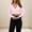 Pink, variant on Women V Neck Tie Wrap Top Y2K Long Sleeve Cross Wrap Yoga Crop Top Slim Fit Tie Front Trendy Workout Shirt Black M