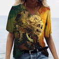 thumbnail image 4 of Camiseta Vintage con estampado 3D de calavera para mujer, blusas con cuello en V, Jersey informal de manga corta, Tops de gran tamaño, ropa Harajuku, camisetas de verano, 4 of 4