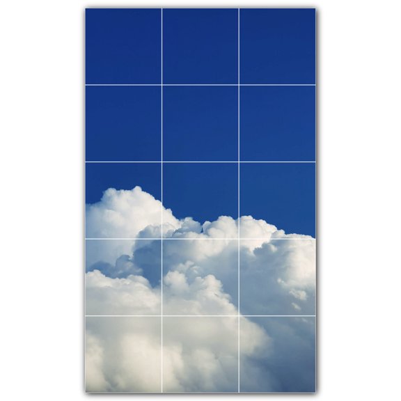 Picture-Tiles.com: Clouds Ceramic Tile Wall Mural WAL500385-35L. 24"W x 40"H using (15) 8" x 8" Ceramic Tiles-Satin Finish