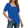 thumbnail image 7 of Xuyuer Womens Tops Summer Short Sleeve Shirts Square Neck Spring Outfits 2026 Fashion Solid Color Clothing Blouses, 7 of 7