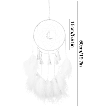 VerPetridure Creative Simple Dream Catcher Wind Chimes ornaments Cute ornaments Small Commodities Birthday Gifts Graduation Gifts without Lights White White Moon Creative Catcher Wind Chime Ornaments