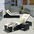 thumbnail image 5 of 3 Pcs Patio Chaise Lounge with Coffee Table Cushion&Pillow Outdoor Lounge Chair Chaise Lounger Patio Reclining Chair 5 Angle Adjustment PE Rattan for Courtyards Poolside Garden, 5 of 10