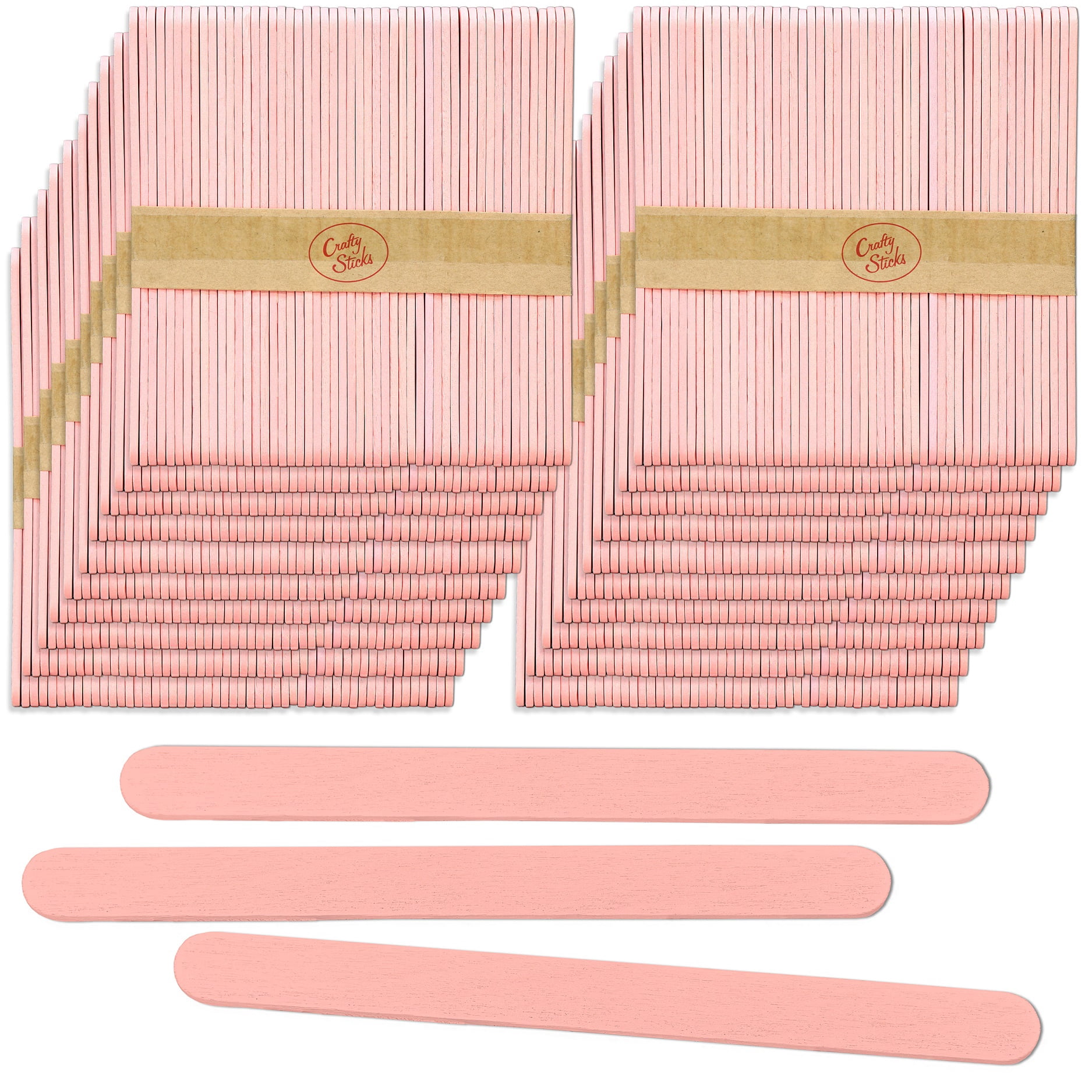 CraftySticks- 1000 Pack 4.5 Inch Pastel Pink Painted Popsicle Sticks, Wood Craft Sticks for Crafts, Learning and STEM Basics