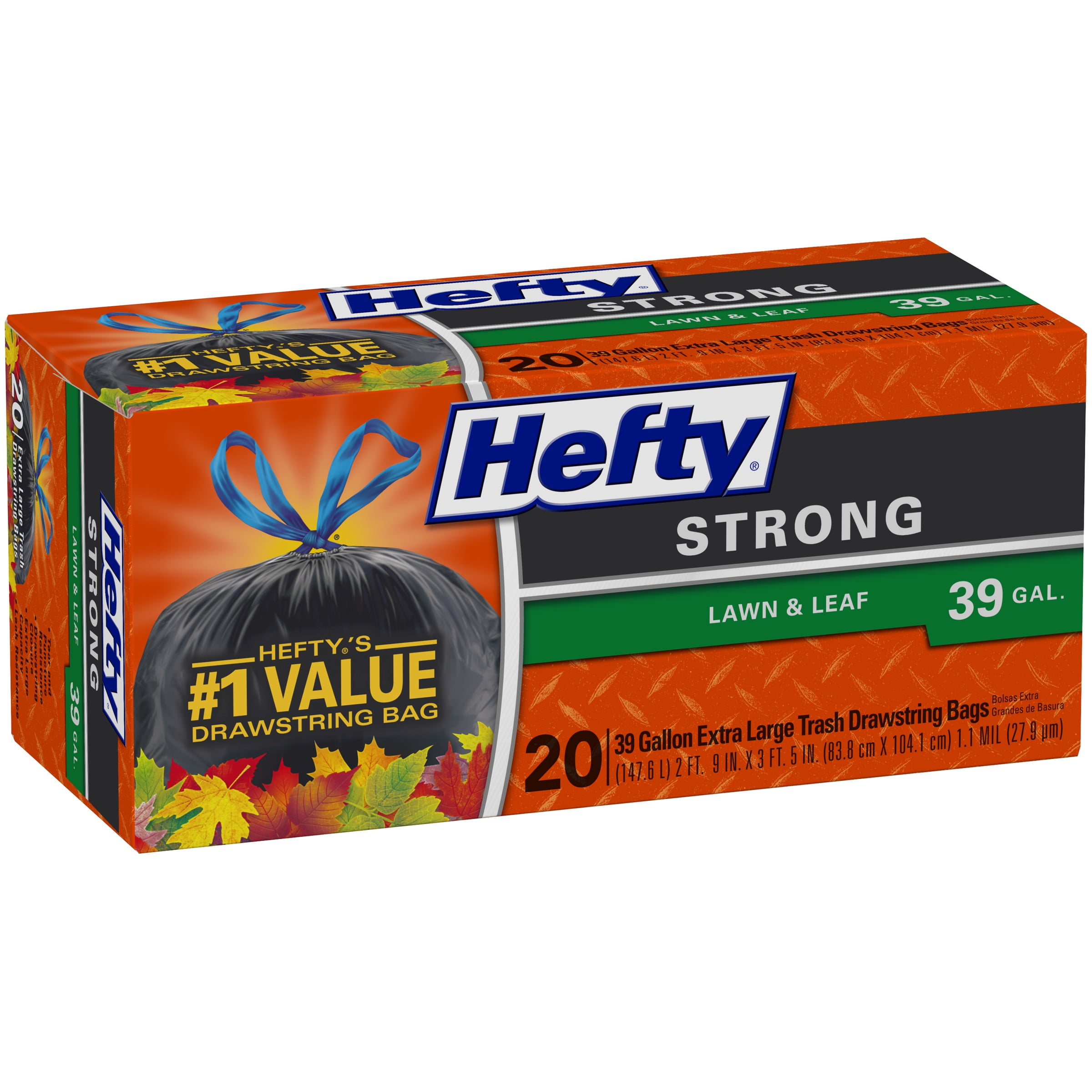 39 Gallon, 76 Count N1T4B8 Hefty Strong Lawn AND Leaf Trash Bags. 
