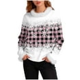 thumbnail image 3 of Feancey Women's Faux Fur Trim Christmas Sweaters Xmas Snowflake Print Crewneck Sweater Long Sleeve Casual Knitted Tops Holiday Gifts Purple L, 3 of 8