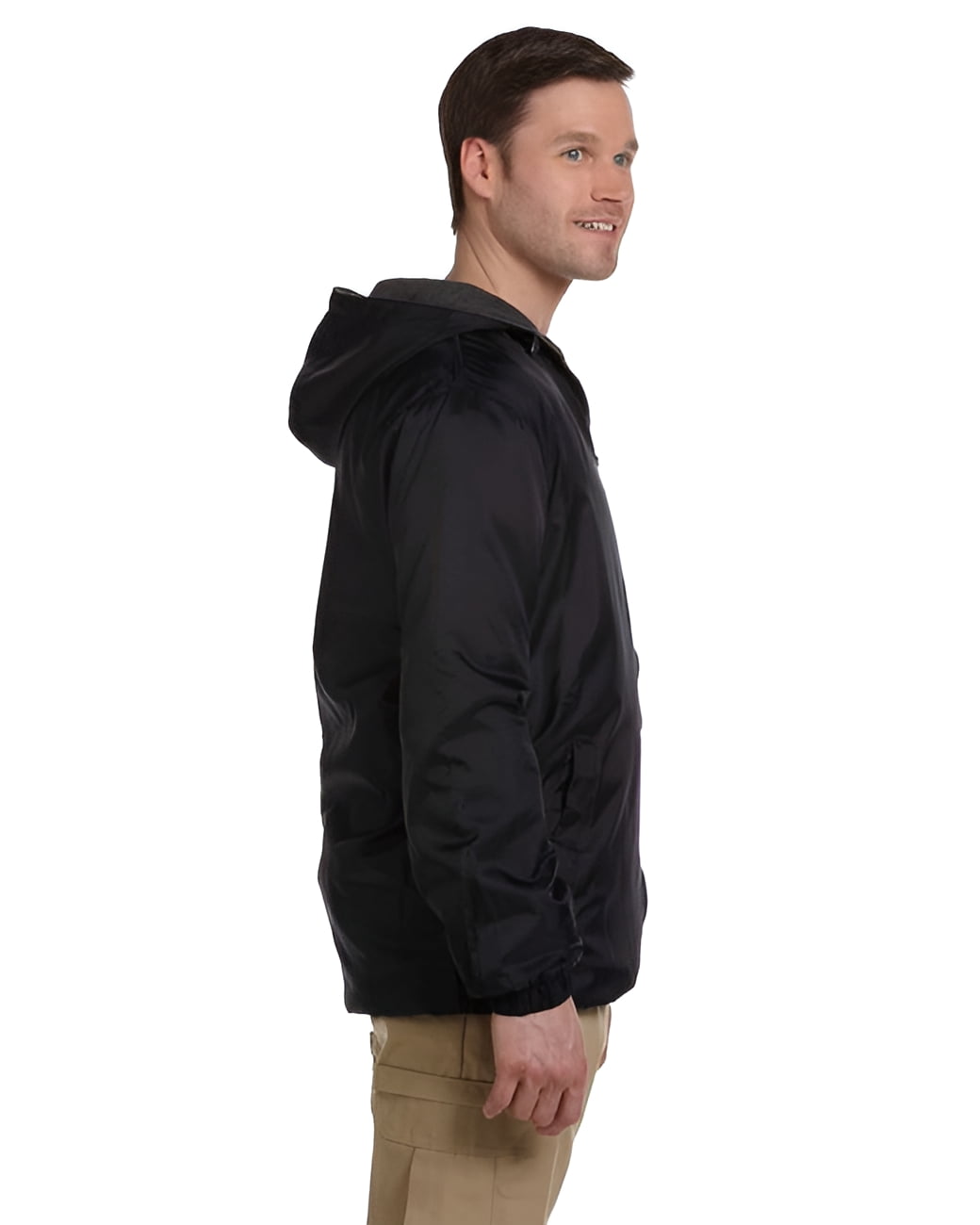 Men's Fleece Lined Hooded Nylon Jacket