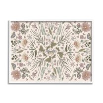 Stupell Industries Delicate Botanical Pattern Intricate Butterfly Insects Motif Graphic Art White Framed Art Print Wall Art, Design by Birgit Maria Kiennast