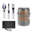 thumbnail image 3 of Camping Utensilios de cocina de aluminio Acero inoxidable Picnic Vajilla al aire libre Pote Non-palo Lavable Cuenco Equipo de cocina Naranja 6 paquetes Advancent OD003504-02B, 3 of 7