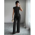 thumbnail image 2 of EASYBRA Women Casual Ribbed Two Piece Outfit Short Sleeve T Shirt and Long Pants Lounge Set Comfortable Everyday Fashion, 2 of 7