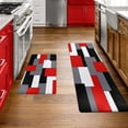 thumbnail image 2 of Red Black Grey White Kitchen Rugs and Mats Set of 2 Cushioned Anti Fatigue Kitchen Rugs Set Geometric Non-Skid Washable Kitchen Mats for Kitchen Sink Laundry, 2 of 6
