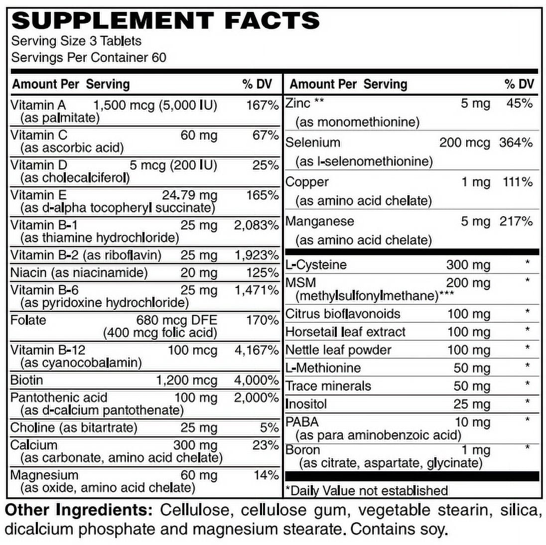 Hair, Skin & Nails Formula Tablets by BariatricPal Size: 180ct Bottle