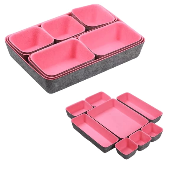 8 Pack Felt Storage Boxes Multi-Size Drawer Dividers Premium Soft Felt Material for Desktop Organization Kitchen Snacks and Stationery Storage