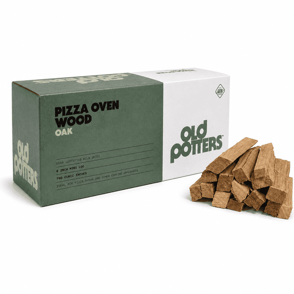 Old Potters Kiln Dried Pizza Oven Cooking Logs, Approx 12 lbs, Wood Logs for Pizza Ovens, Grills and Smokers, Solo Stove Mesa XL, Oak~ 6 Inch Mini Log, (790 Cubic Inches)