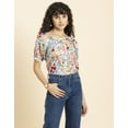 thumbnail image 2 of MoomayaWomens PrintedCotton Shirt Top, Square NeckPuffedSleeves Summer Short Top, 2 of 8