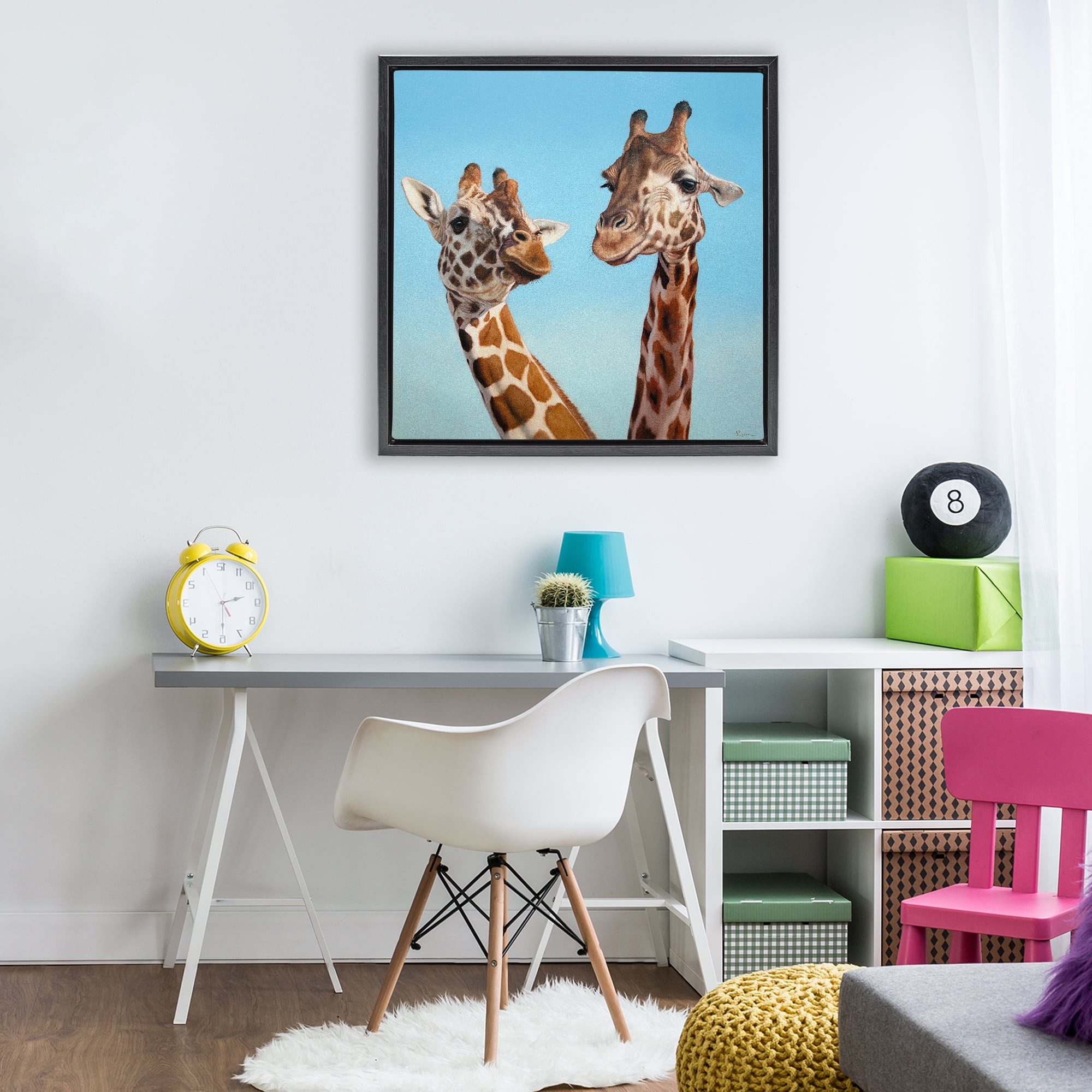 Stupell Industries Romantic Soulmate Giraffes Black Framed Floater Canvas Wall Art, design by Lucia Heffernan