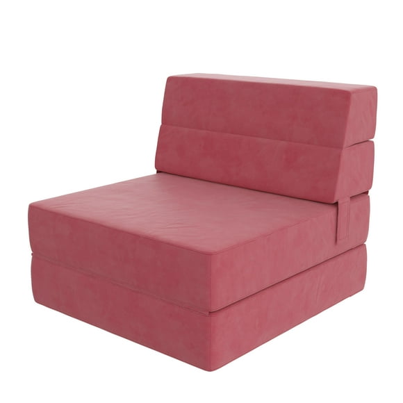 Novogratz The Flower 5-in-1 Modular Chair and Lounger Bed, Pink Microfiber