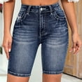 thumbnail image 6 of Women's Bermuda Jean Shorts High Waisted Stretchy Slim Fit Casual Denim Shorts, 6 of 9