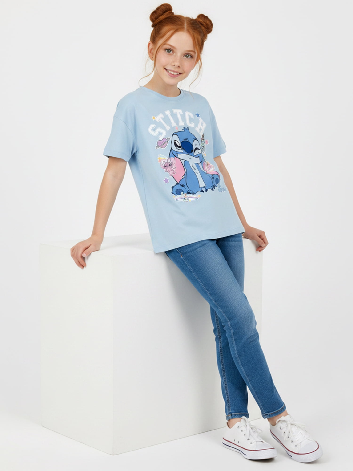 Lilo & Stitch Girls' Graphic Tee with Short Sleeves, Sizes 4-16