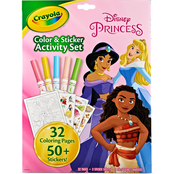 Crayola Disney Princess Color and Sticker Activity Set with Markers, Disney Princess Coloring Book, Art Set, Disney Gift for Kids