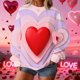 thumbnail image 1 of Uootdi Valentine's Day Sweatshirt for Women Crew Neck Love Heart Printed Graphic Sweatshirts Casual Holiday Long Sleeve Graphic Tee Tops Gift, 1 of 9