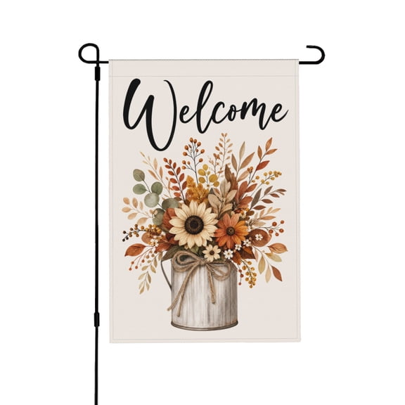 Garden Flag 12x18 Inch Welcome Sunflower & Fall Leaves Outdoor Decor