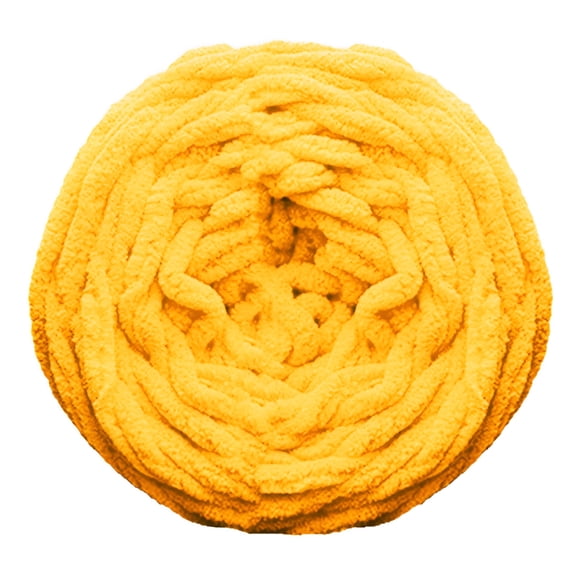 AUQ Chenille Yarn, Chunky Yarn Super Soft Acrylic Bulky Washable Hand Knitting Yarn for DIY Blanket Scarf Sweater, Blanket Yarn, Yellow