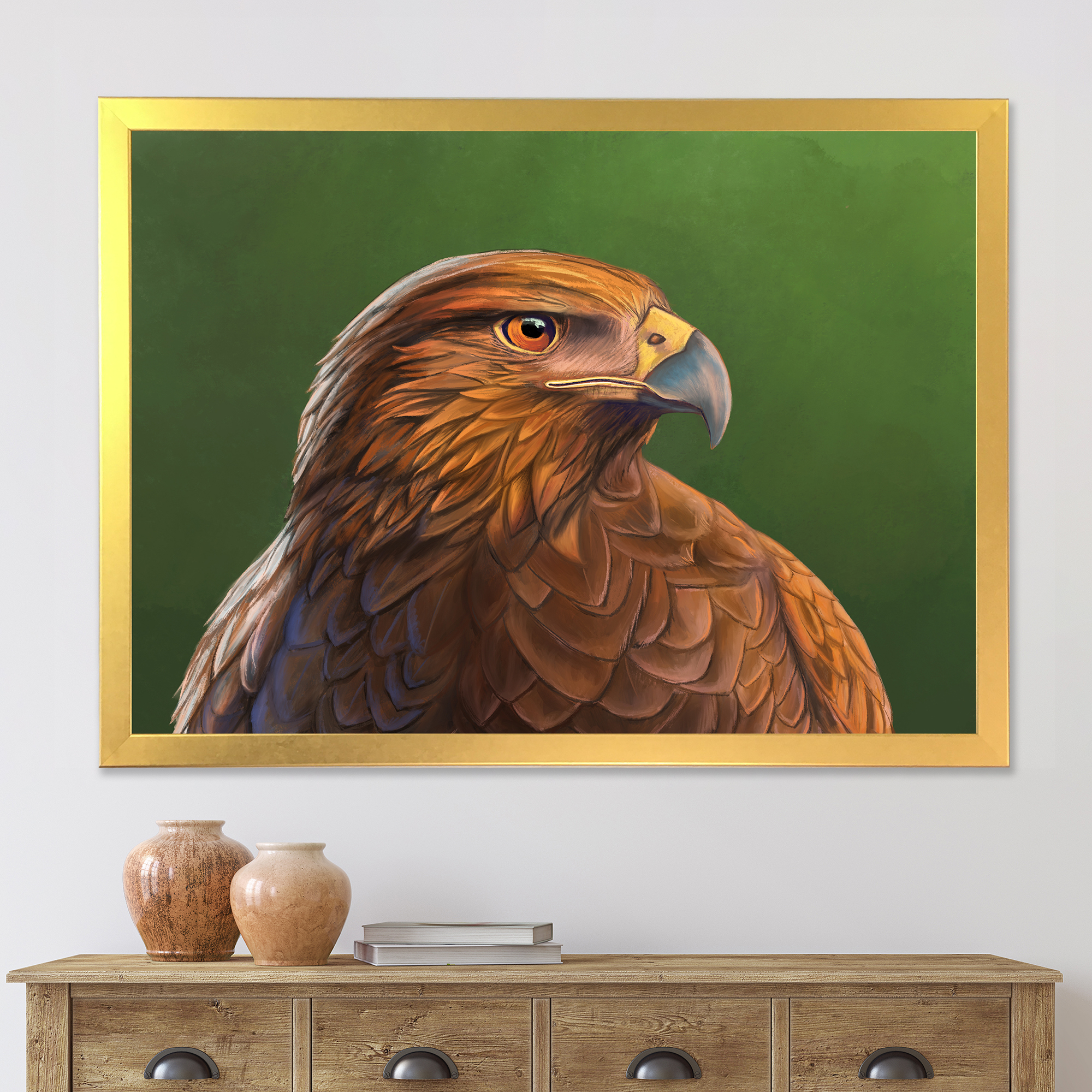 Designart 'Close UP Of Harris Hawk Bird' Traditional Framed Art Print
