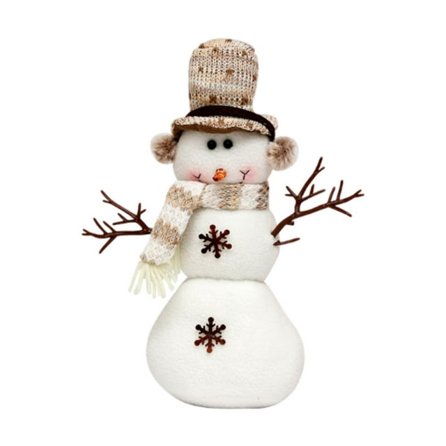 Muñeco de nieve navideño, decoración navideña, linda figura navideña suave, decoración navideña para mesa, estante, ventana, tienda