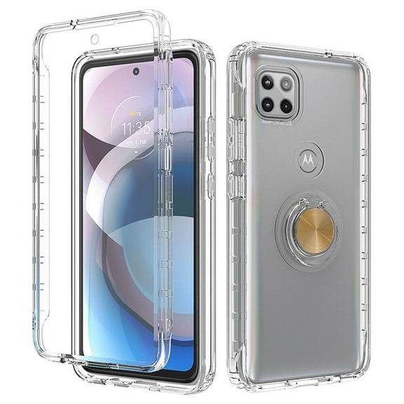 for LG Motorola G 5G Moto One 5G ACE Ring Kickstand Full Body Built In Screen Protector Clear Phone Case PU Shock Bumper Scratch Guard Skin Wrap Slim Cover