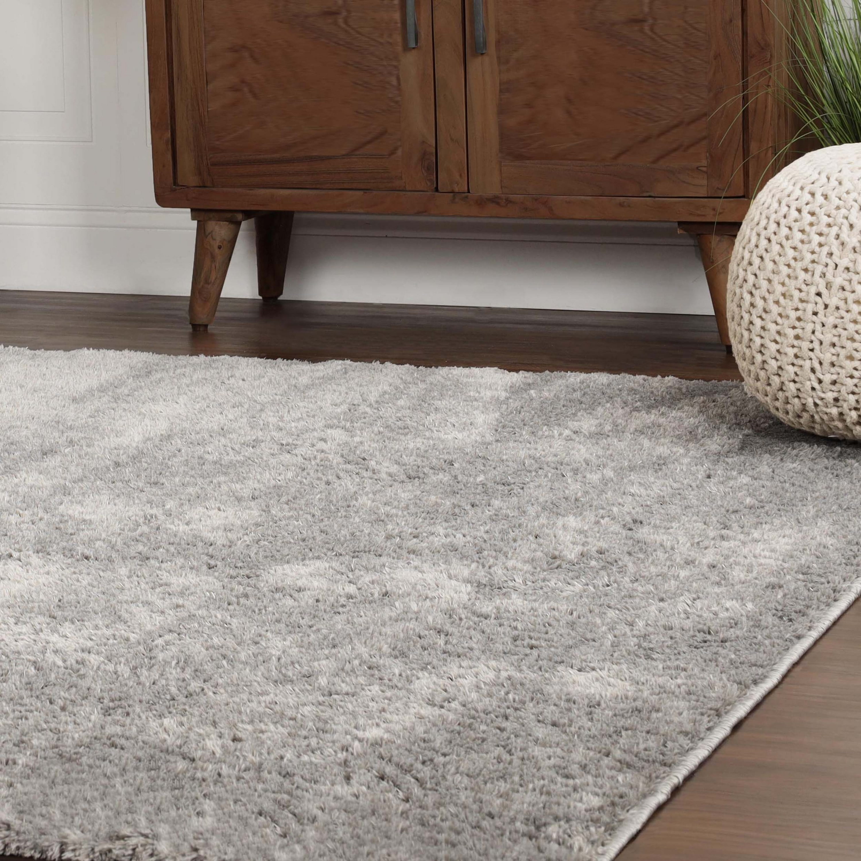 Superior California Shag Non-Slip Indoor Area Rug, 2' 7" x 8', Silver