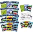 thumbnail image 2 of Transportation Vehicles Airplanes Cars Trains Birthday Party Assortment Favor Set of 108 pcs (12 Large Party Favor Treat Bags with Handles, 24 Self-Ink Stamps for Kids, 12 Sticker Sheets, 12 Coloring, 2 of 4