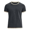 thumbnail image 4 of Rvwovn Men's Contrast Trim Short Sleeve T-Shirt - Crew Neck Summer Lightweight Tee, Cotton Linen Blend, 4 of 5
