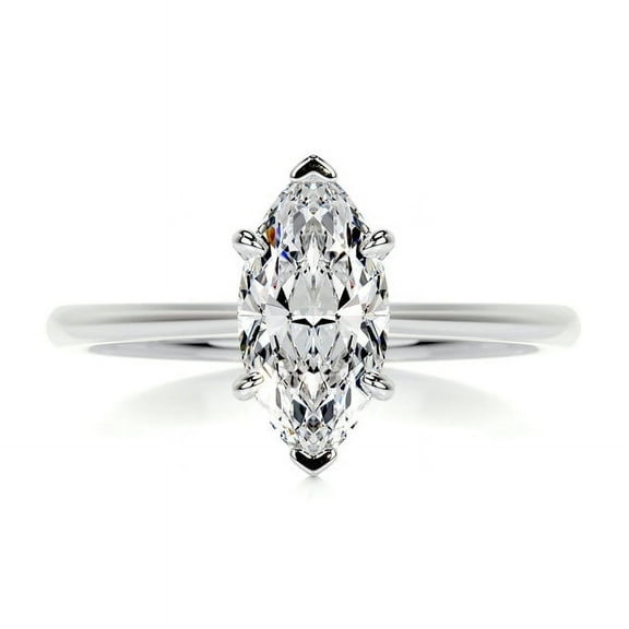 Spot Jewelry Elegant 2 Ct Marquise Cut Solitaire Moissanite Engagement Rings for Women's - Moissanite in 14K White Gold Plated - Perfect for Women's Birthdays and Anniversary Gifts