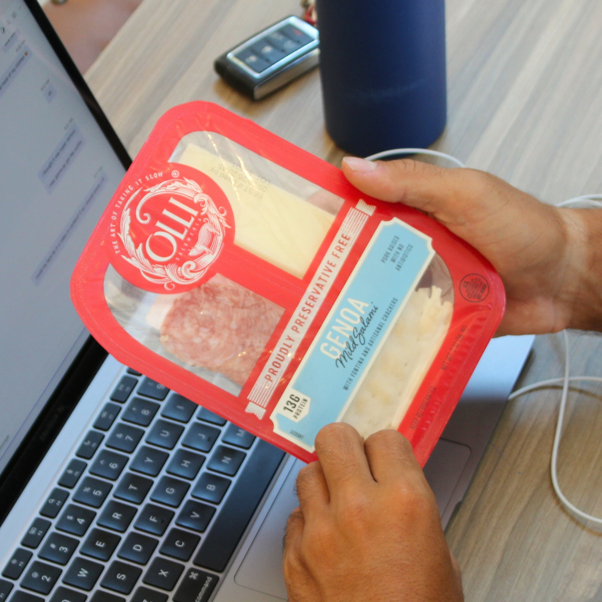Olli Salumeria ready-to-eat Refrigerated Snack Pack with Genoa Salami, Fontina Cheese and Artisanal Crackers