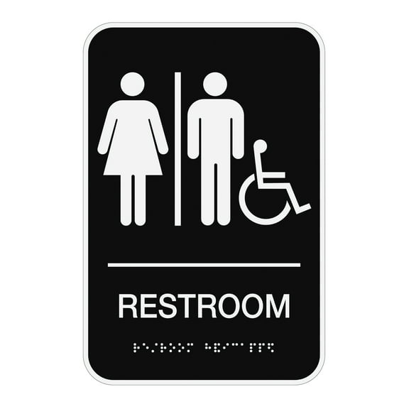 Cosco® ADA Room Accessible Restroom Sign, 6" x 9", Black