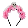thumbnail image 2 of Spooky Headwear, Haunted House Decorations, Halloween Party Decor Pink Rose Headband, Skeleton Decorations Headpiece with Small Skull and Skeleton Claw Detail, 8 Inch Non-Slip, 2 of 4