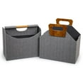 thumbnail image 2 of Truu Design Modern and Sleek Collapsible Paper Grey Storage Basket with Bamboo Handles, 2 of 5