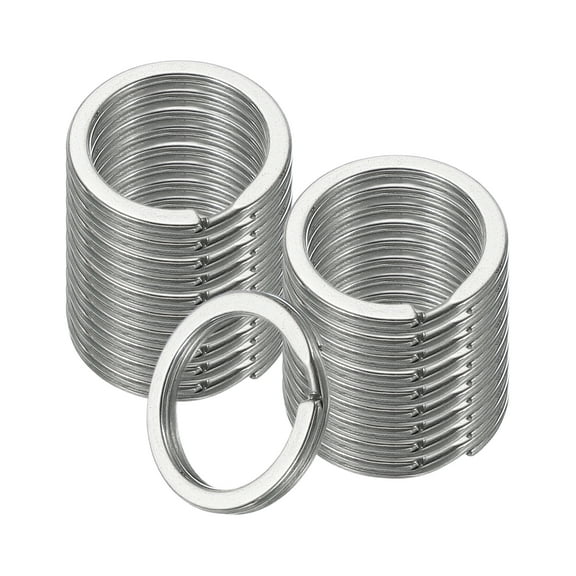 20pcs Split Keychain Rings, 20mm Round Flat Keyrings Stainless Steel Open Key Chain Ring Dog Tag Rings for DIY Keychain Craft Lanyard, 1.8mm Thick, Silver