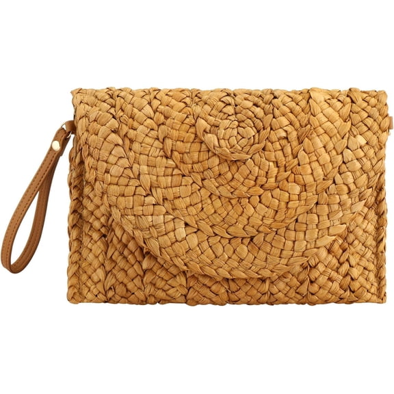 Zhengup Summer Straw Clutch Envelope Woven Shoulder Bag Crossbody Handbag Purse Wallet for Women