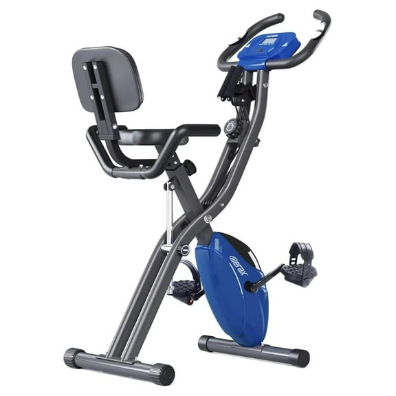 Foldable Exercise Bike, Stationary Bike for Home - 4-in-1 Indoor Cycling Bike with LCD Monitor & Resistance Bands, 300 LBS Capacity, Adjustable for Seniors