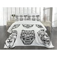 thumbnail image 3 of Ambesonne Kabuki Quilted Bedspread Set 3 Pcs, Theatrical Japanese, King Size, Black and White, 3 of 5