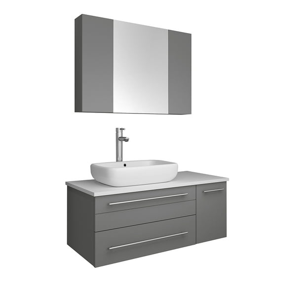 Fresca Lucera 36 Gray Wall Hung Vessel Sink Modern Bathroom Vanity With Medicine Cabinet Left Version Com - Gray Vessel Bathroom Sinks Fresca Lucera 36 Gray Wall Hung Vessel Sink Modern Bathroom Vanity With Medicine Cabinet Left Version Com - Gray Vessel Bathroom Sinks