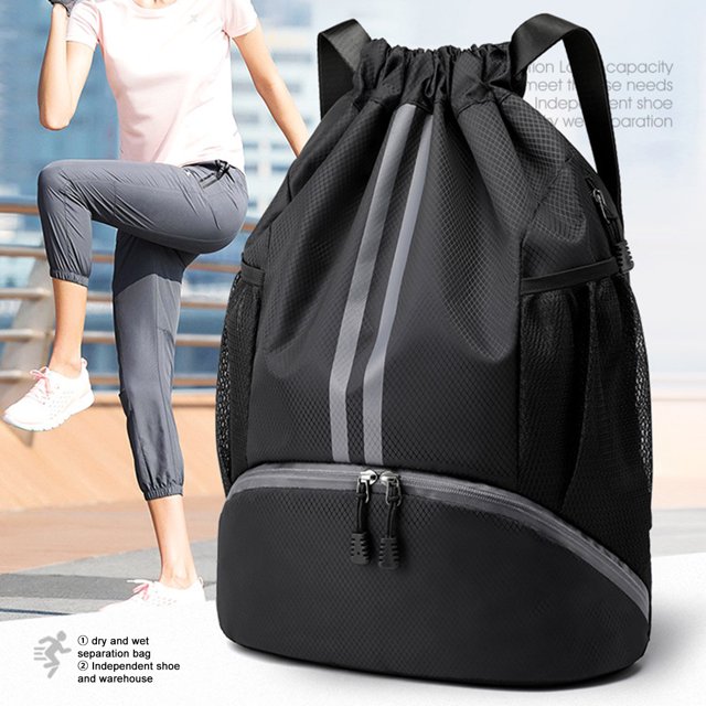 LJNYFDC Football Bag Gym Sports Backpack with Drawstring Large Capacity Football Adjustable Sports Backpack with Ball Compartment & Bottom Shoes